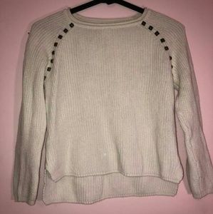 Forever 21 white cropped sweater with gold jewels